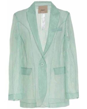 Twinset Organza And Lace Blazer - Green