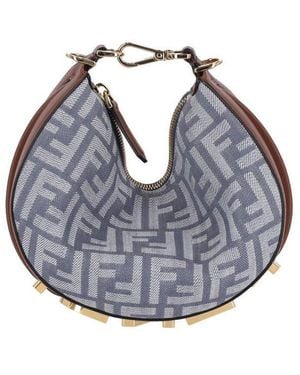 Fendi Graphy Ff Jacquard Mini Hobo Bag - Blue