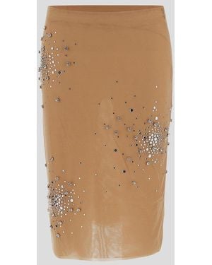Des Phemmes Embellished Pencil Skirt - Natural