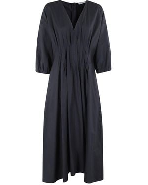 Malo Gathered Midi Dress - Black