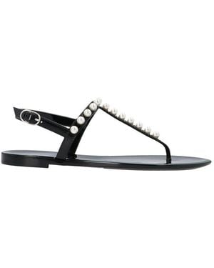 Stuart Weitzman Goldie Jelly Embellished Flat Sandals - Black