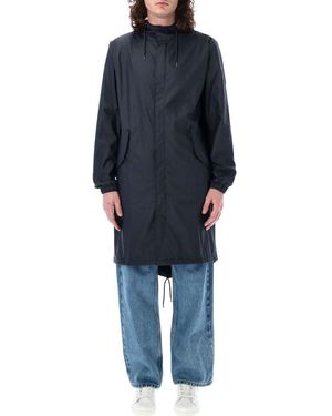 Rains Fishtail Drawstring Hooded Coat - Blue