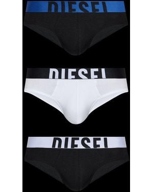 DIESEL Logo Waistband Pack Of Three Boxers - Black