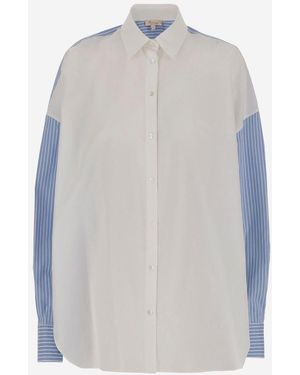 HER SHIRT HER DRESS Striped Sleeve Blouse - White