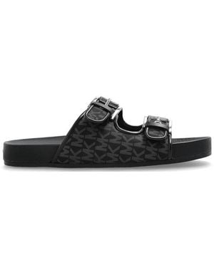 MICHAEL Michael Kors Byers Signature Logo Slide Sandals - Black