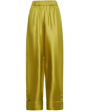 Blanca Vita Petroy High-Waisted Satin Trousers - Yellow