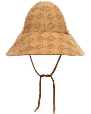 Fendi Ff Wide-Brim Drawstring Hat - Natural