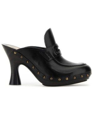 Burberry Leather Mules - Black