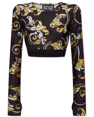 Versace Jeans Couture Baroque Print Crop Top - Black