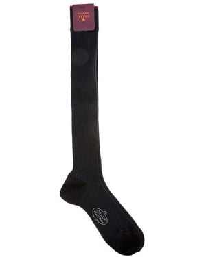 Gallo Ribbed Knee-High Socks - Black