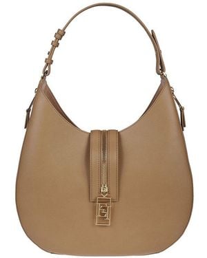 Elisabetta Franchi Zipped Large Hobo Bag - Brown