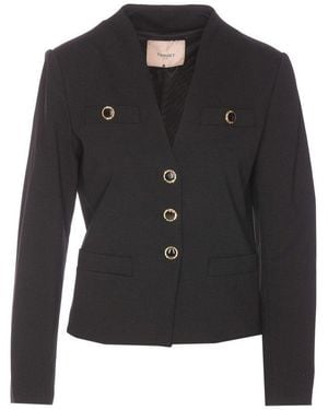 Twin Set Collarless Single-Breasted Blazer - Black