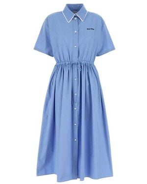 Miu Miu Poplin Shirt Dress - Blue