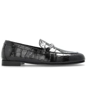 Versace Embossed Slip-On Loafers - Black