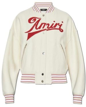 Amiri Logo Detailed Bomber Jacket - White