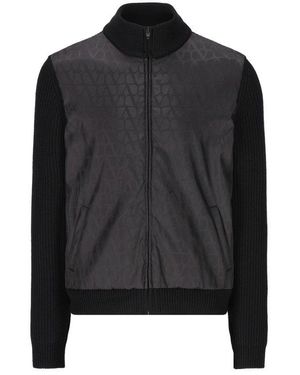 Valentino Toile Iconographe Zip-Up High Neck Jacket - Black