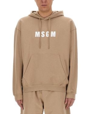MSGM Sweatshirt With Logo - Natural