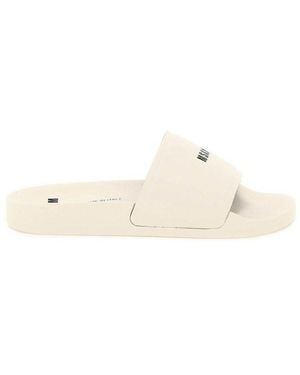 MSGM Logo Printed Open-Toe Sandals - White