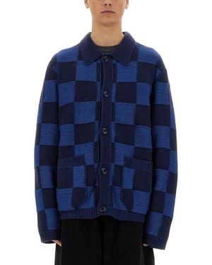 YMC Cardigan Baker Knit Jumper - Blue