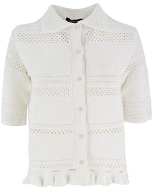 Fabiana Filippi Ruffled Edge Buttoned Cardigan - White