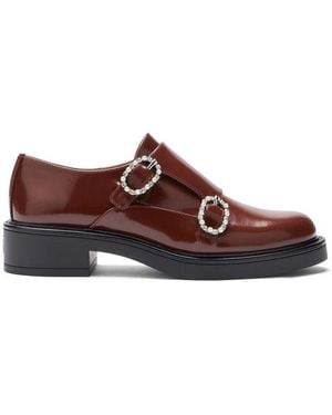 Stuart Weitzman Leighton Monk Strap Loafers - Brown