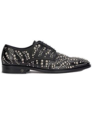 Roberto Cavalli Stud Embellished Lace-Up Loafers - Black