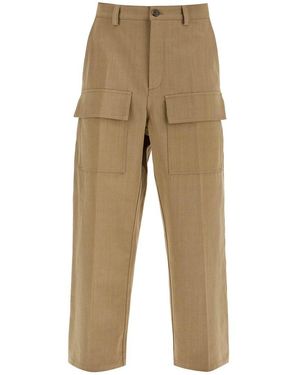 Valentino Wide Leg Cargo Trousers - Natural