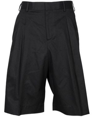 Laneus Gabardine Double Pence Bermuda Shorts - Black