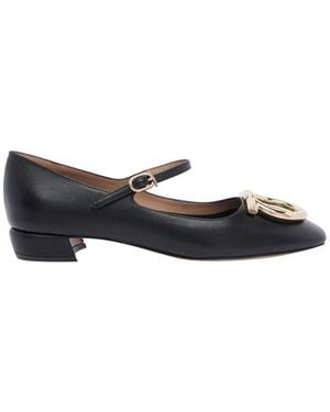 Ferragamo Maxi Gancini Mary Janes - Black