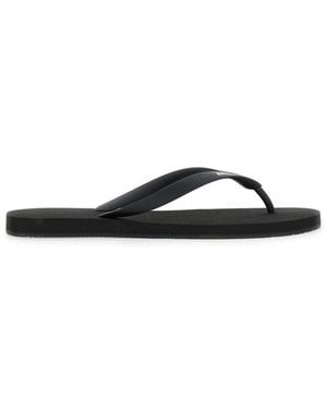 Balenciaga Logo Printed Thong Sandals - Black