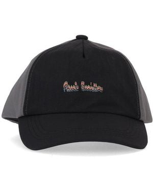 Paul Smith Logo Embroidered Panelled Baseball Cap - Black