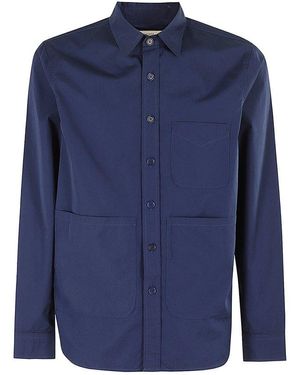 Aspesi Boxy Fit Cotton Shirt With Classic Collar - Blue