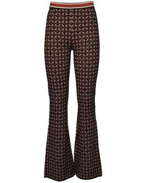 Diane von Furstenberg Geometric Jacquard Knit Flared-Leg Trousers - Brown