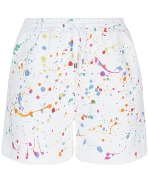 PAR.CO DENIM Paint Splatter Shorts - White
