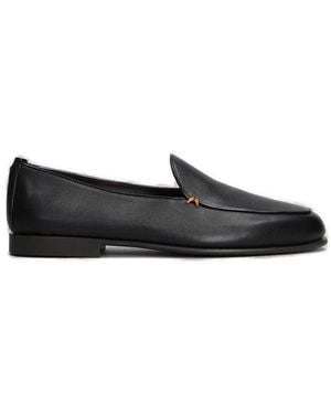 Santoni Vibe B Almond Toe Loafers - Black