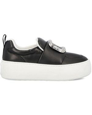 Roger Vivier Viv' Up Embellished Buckle Trainers - Black