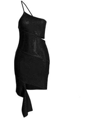 ANDREADAMO Sequin Asymmetric Shoulder Dress - Black