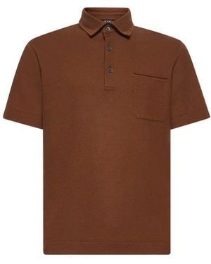 ZEGNA Cotton Piquet Polo Shirt - Brown