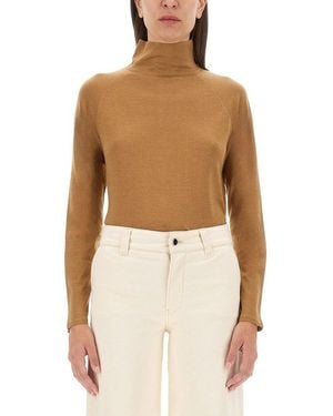Kiton Smooth Cashmere-Silk Blend Turtleneck Shirt - White