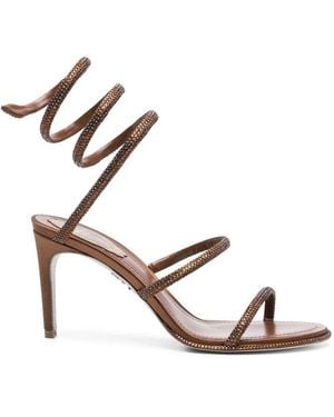 Rene Caovilla René Caovilla Embellished High Stiletto Heel Sandals - Brown