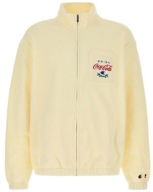 Champion X Coca Cola Full Zip Fleece Jacket - Natural