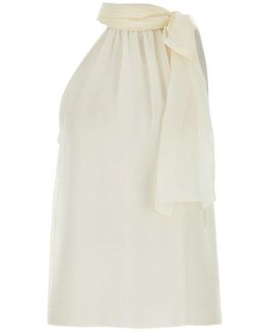 Tom Ford Sleeveless Lavalliere Blouse - White