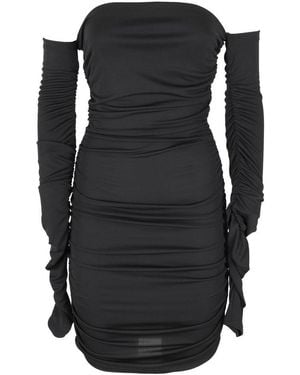 ANDAMANE Linda Strapless Sleeve Detailed Mini Dress - Black