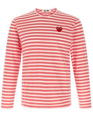 COMME DES GARÇONS PLAY Long Sleeved Striped T-Shirt - Red