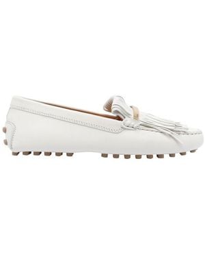 Tod's Round Toe Gommino Loafers - White