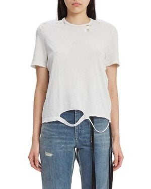 Ann Demeulemeester Distressed Crewneck T-Shirt - White