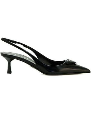 Prada Pointed-Toe Slingback Court Shoes - Black