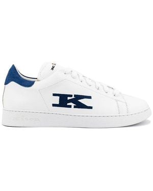 Kiton Logo Embroidered Lace-Up Sneakers - White