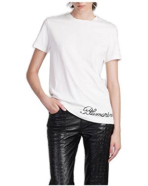 Blumarine Logo Printed Crewneck T-Shirt - White