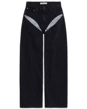 Y. Project Cut-Out Detailed High Waist Jeans - Black